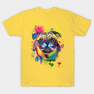 Splatter Paint Pug T-Shirt